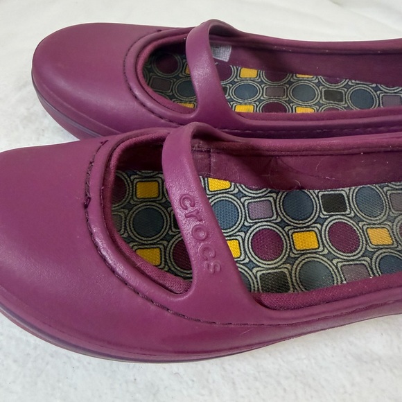 Crocs Women's Sz 8 W Mary Jane Flats Purple Flats Shoes Casual - Picture 5 of 7